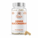 La marque Genius Genius Glucomannan - Glucomannan Capsules pour la santé, l'énergie et la satiété digestives - Fibre naturelle pour le confort de l'estomac - Non-OGM et végétalien - 180 Capsules Veggie