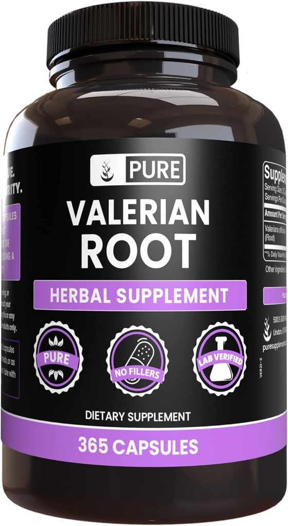 PURE ORIGINAL INGREDIENTS Valerian Root (365 Kapseln) Kein Magnesium oder Reisfüller, Immer rein, Lab Verifiziert