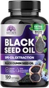 Schwarzes Saatgut Öl Kapseln 1000mg mit Thymochinon - Pure Nigella Sativa für Haut Gesundheit und Immununterstützung, 100% Schwarzes Öl, Erstaunliche Extraktion über kalt gepressten schwarzen Cumin Seed - 120 Softgels