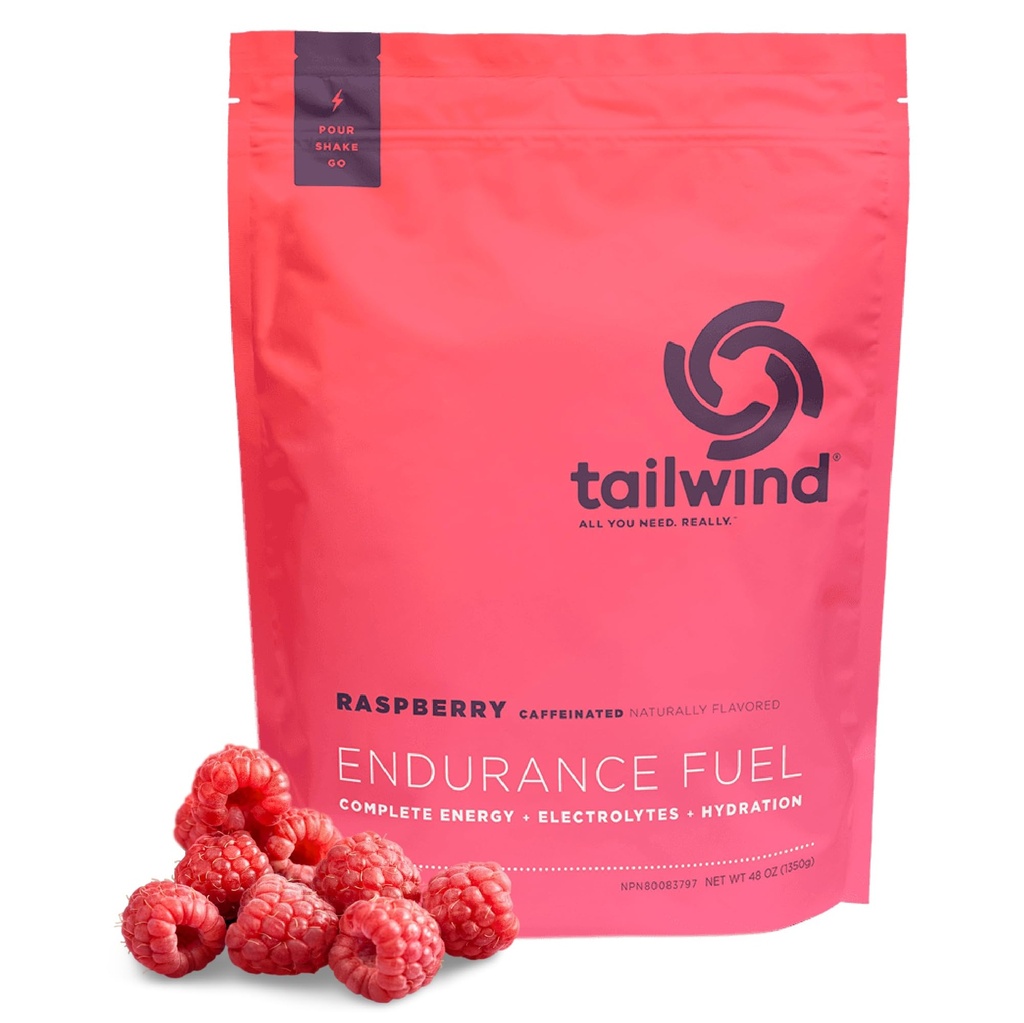 Tailwind Nutrition Endurance Fuel, Carbohydrate & Elektrolyt Sportgetränk Mix Powder, Gluten-Free, Vegan, Raspberry Buzz, 50 Servierungen (Koffeiniert)
