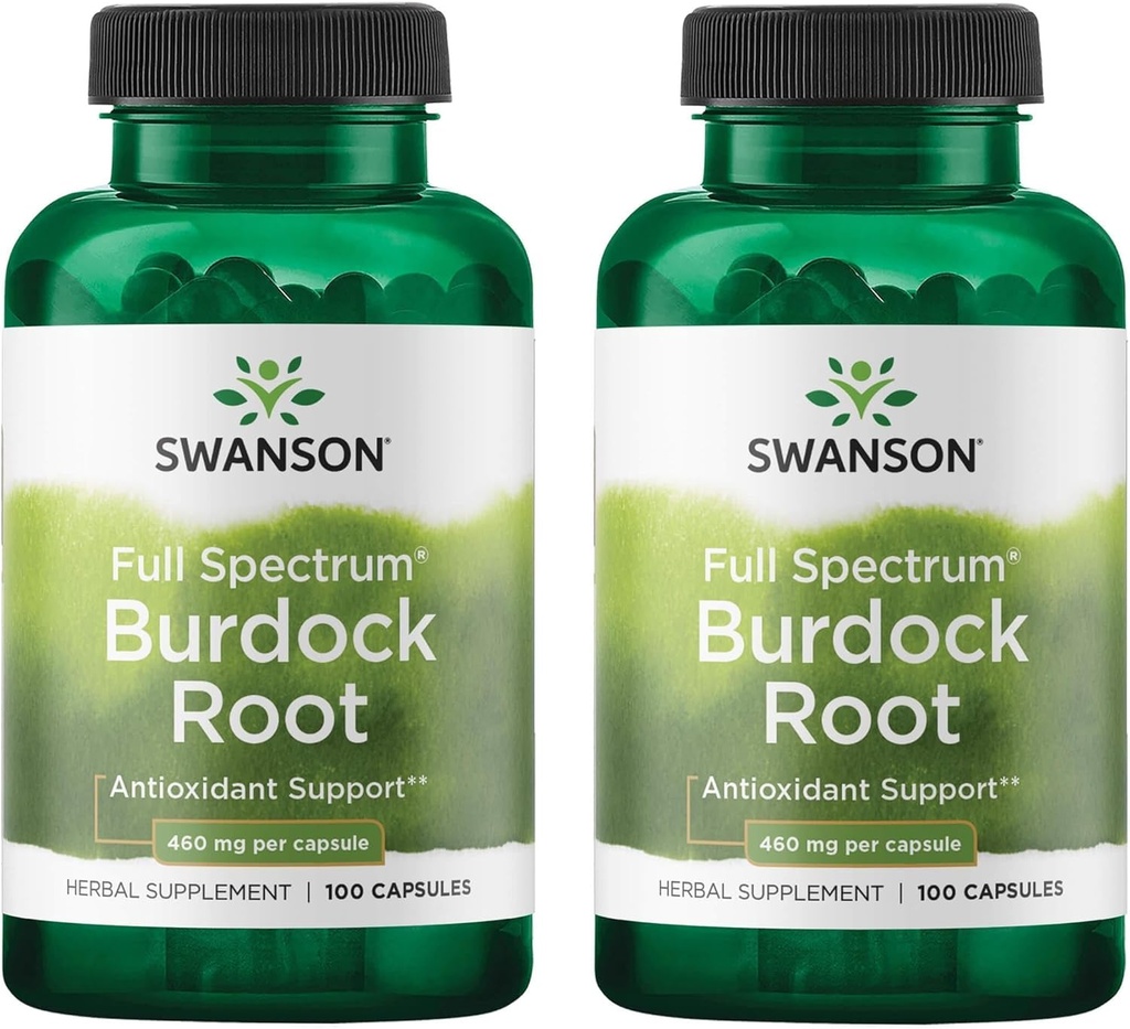 Swanson Burdock Root Kidney & Liver Support - Detox Haut hilft Toxine aus dem Körper zu entfernen - Wohlbefinden und gesundes Immunsystem - pflanzliches Antioxidans Supplement (460 mg 100 Kapseln) (2 Packung)