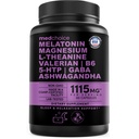 Capsules de sommeil en mélatonine 12-en-1 - Aide naturelle au sommeil pour les adultes avec la mélatonine 5mg et le glycinate de magnésium 500mg, Aide au sommeil avec Ashwagandha, L Theanine, racine valériane, GABA, 5-HTP (90ct, boîte de 1)