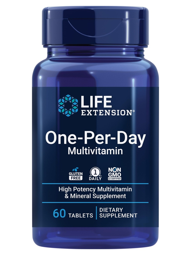Estensione della vita One-Per-Day Multivitamin – Confezionato con oltre 25 vitamine, minerali ed estratti vegetali, Quercetina, 5-MTHF Folate & More – 1-Daily, Non-GMO, Gluten-Free – 60 compresse