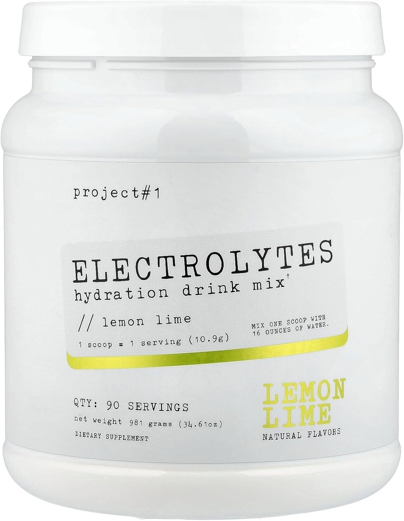 Projekt #1 Elektrolyt-Getränk-Mix - Lemon Lime Flavor - Verbesserte Hydration mit Kalium & Kokoswasser - Low Calorie, Hochleistungselektrolyt-Pulver für Fitness & Endurance - 90 Portionen