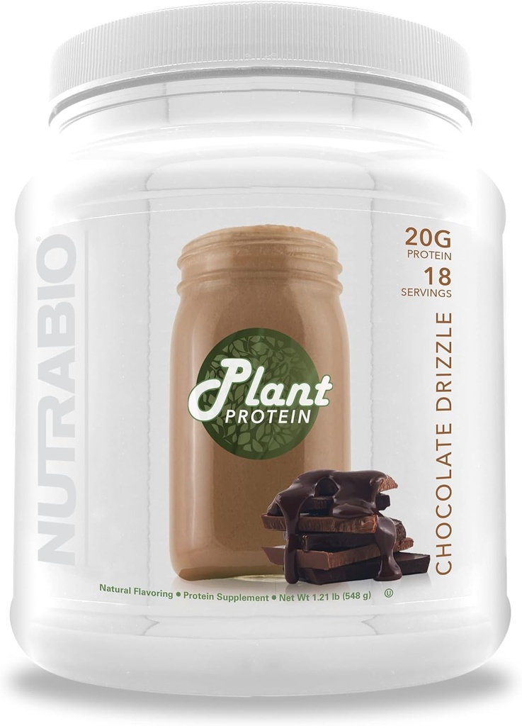 NutraBio Plant Protein Powder– Vegan Protein Powder – 20G Protein pro Scoop – Organisch, Lactosefrei und Dairy Free-Schokolade Drizzle 18 Portionen