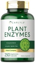Carlyle Plant Enzymes with Protease, Papain, Lactase and Bromelain | 250 Capsules | Multi Enzyme Blend | Non-GMO & Gluten Free Supplement