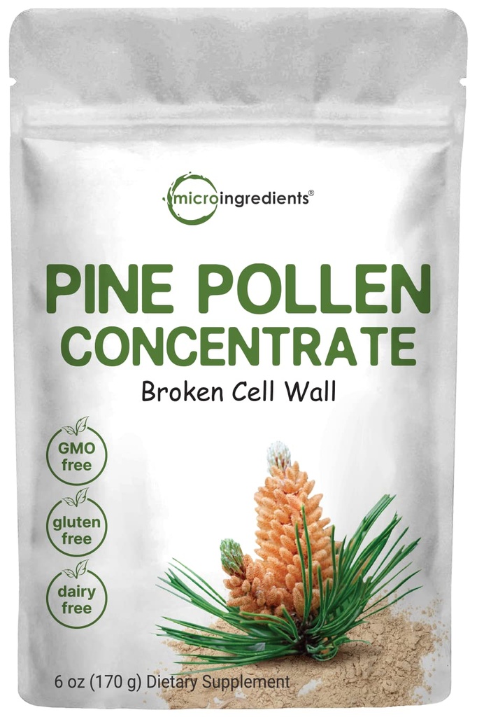 Micro Ingredients Pure Pine Pollen Powder, 6 Unze, Wild Harvest an Broken Cell Wall, unterstützt Immunsystem Gesundheit, steigert Energie, Antioxidans & Androgene, Keine GVO, Vegan freundlich