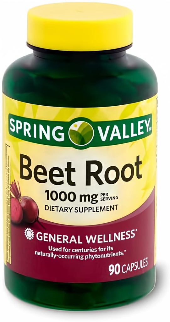 Supplément alimentaire de la betterave de Spring Health Valley, 1000 mg, 90 Comptez + Votre Guide Vitamine©