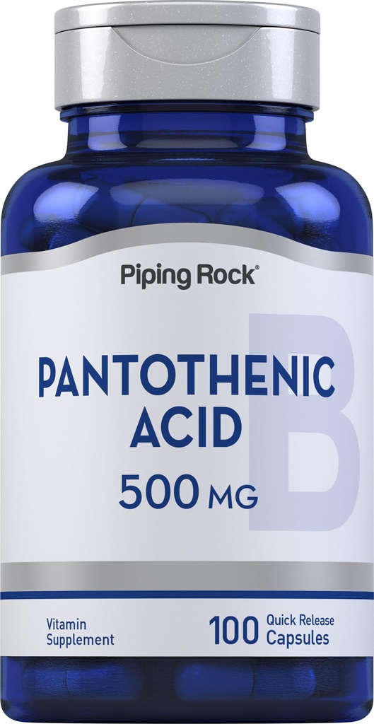 Piping Rock Pantothensäure 500mg | 100 Kapseln | als Calcium d-Pantothenate | Non-GMO, Glutenfreie Ergänzung