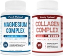 Pure Optimal Premium Magnesium Complex - Citrato di Magnesio, Malato, Rilassamento muscolare - 120 caps + Capsule Peptidi Multi Collagene Premium Pure Optimal (Tipi I, II, III, V, X)