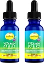 2 Flaschen flüssiges Vitamin D3 K2 Tropfen 5000 IU mit MCT-Öl - Vegan flüssiges Vitamin D Ergänzung zu Boost Energy Levels, Mood und Immunsystem, entflammt, kein Geruch, Glutenfrei, Non-GMO, 2 Fl Oz