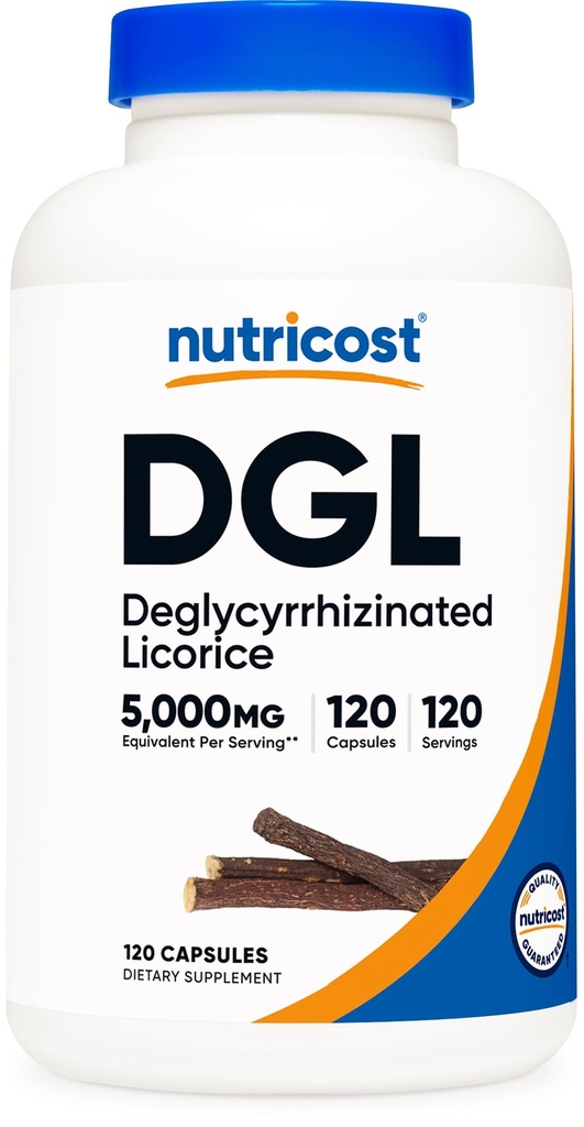 Nutricost DGL Deglycyrrhizinated Licorice Extract 120 Capsules for 120 Servings Per Bottle - GMO Free and Gluten Free, Vegan