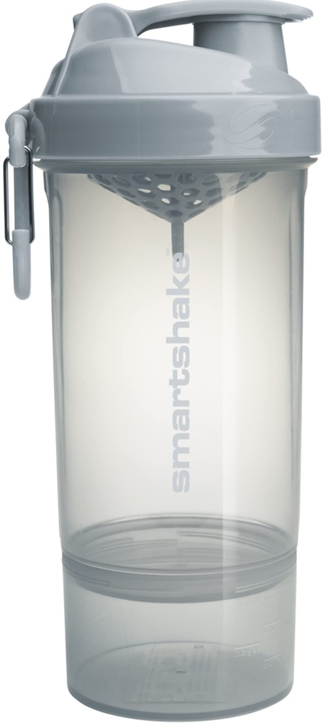Smartshake O2GO ONE Plastic Protein Shaker Bottiglia 800 ml | 27 oz - Leakproof Screw-on Lid - BPA Free – Unisex - Mist Gray
