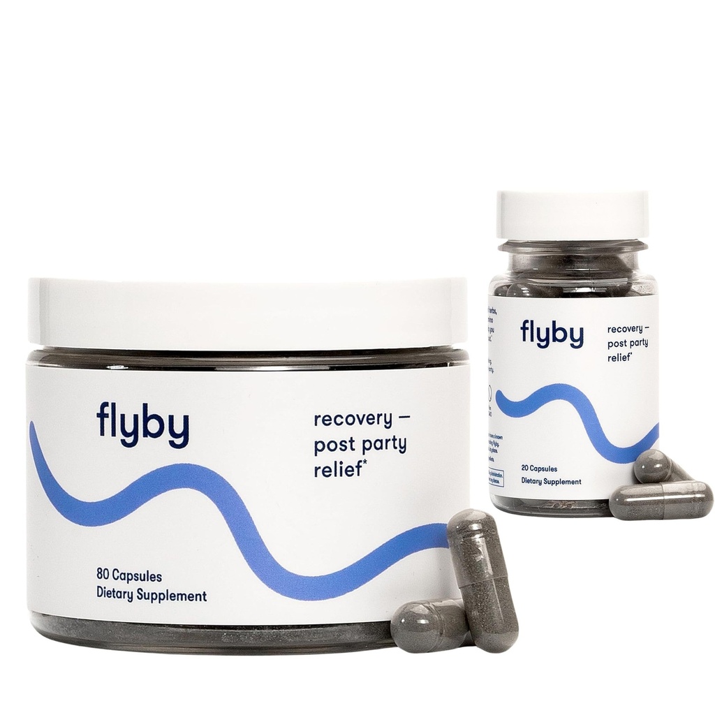 Flyby Recovery Pills - All The Hang, Without The Over!TM - Post Party Drinking Essential with Liver Support 80 & 20 Count