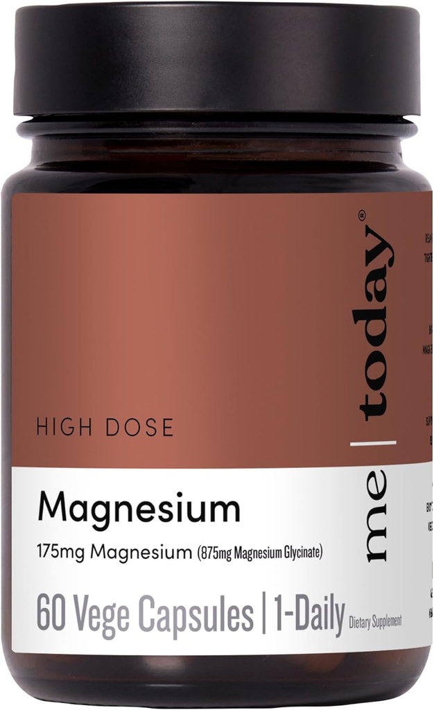 Me Today Magnesium Glycinate Supplemento – 175mg High Absorption Magnesium Glycinate Capsule for Muscle Recovery, Nervous System Support, Sleep & Relax – Vegan, Non-GMO, 60 Serve.