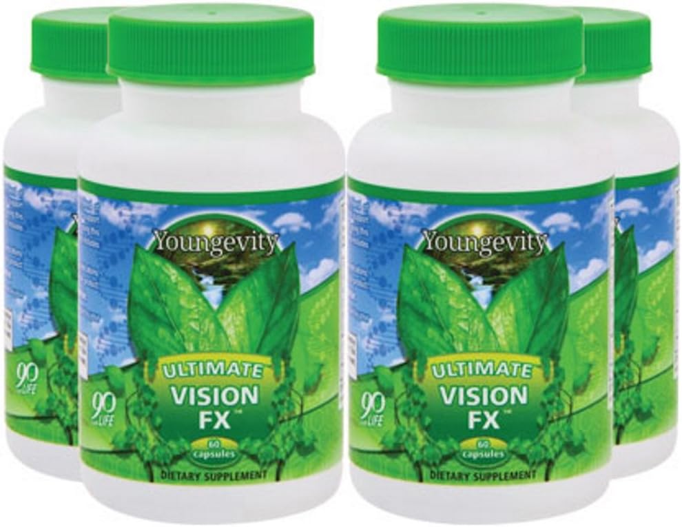 Youngevity Ultimate Vision FXTM - Eye Vitamin & Mineral Supplement Blend - Lutein, CoQ10, Vitamine A, C, E, Zink, Chrom, Selen für Augengesundheit (60 Kapseln - 4 Packung)