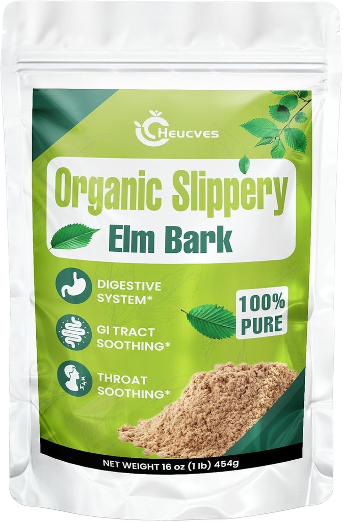 Slippery Elm, Slippery Elm Powder Organic, Elm Bark Herbs aus Inner Bark - 1 Pfund (349 Servierungen), Natürliche Kräuter hilft, die Bedrohung und Coughing & Digestive, Durchfall - 100% Pure & Vegan