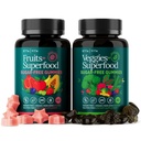 Debloat et désintoxication quotidienne Fruits et légumes sans sucre Gummies - Soutien énergétique avec supplément de fruits et légumes super-alimentaires (120 Chews) Sans cruauté, végétalien, sans gluten, vitamine de fruits et légumes