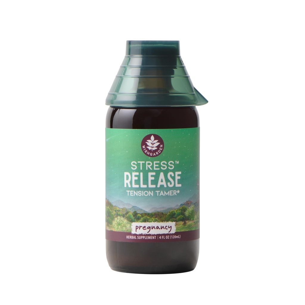 WishGarden Herbs Stress Release for Pregnancy, Liquid Herbal Tincture, Lemon Balm & Chamomile, Calms Tension & Stress, Nervous System Support, Postpartum Safe, 4oz
