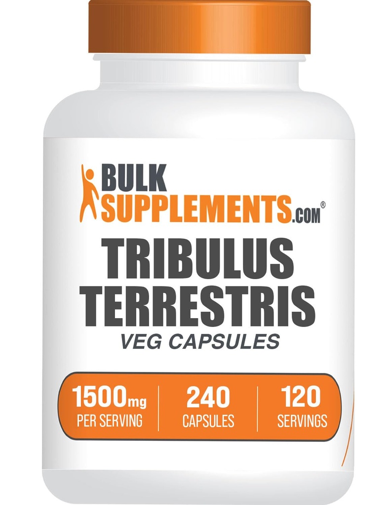 BulkSupplements.com Tribulus Terrestris Kapseln - Kräuterergänzung, Tribulus Terrestris 1500mg - Glutenfrei, 2 Kapseln pro Servierung, 240 Zähler (Pack von 1)