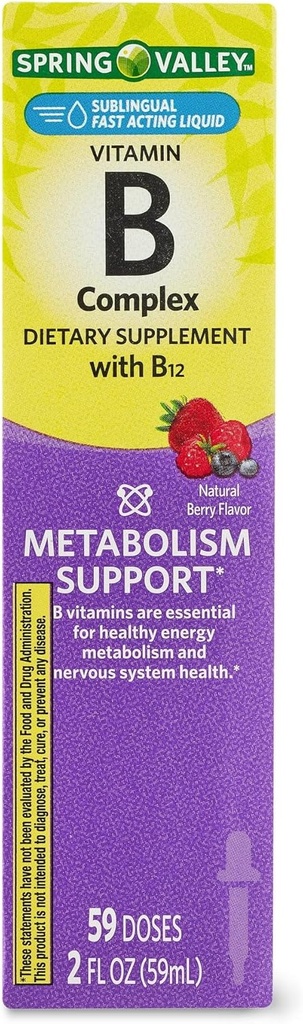 Vitamin B Complex Nahrungsergänzung mit B12, Berry Flavor, 2 fl oz