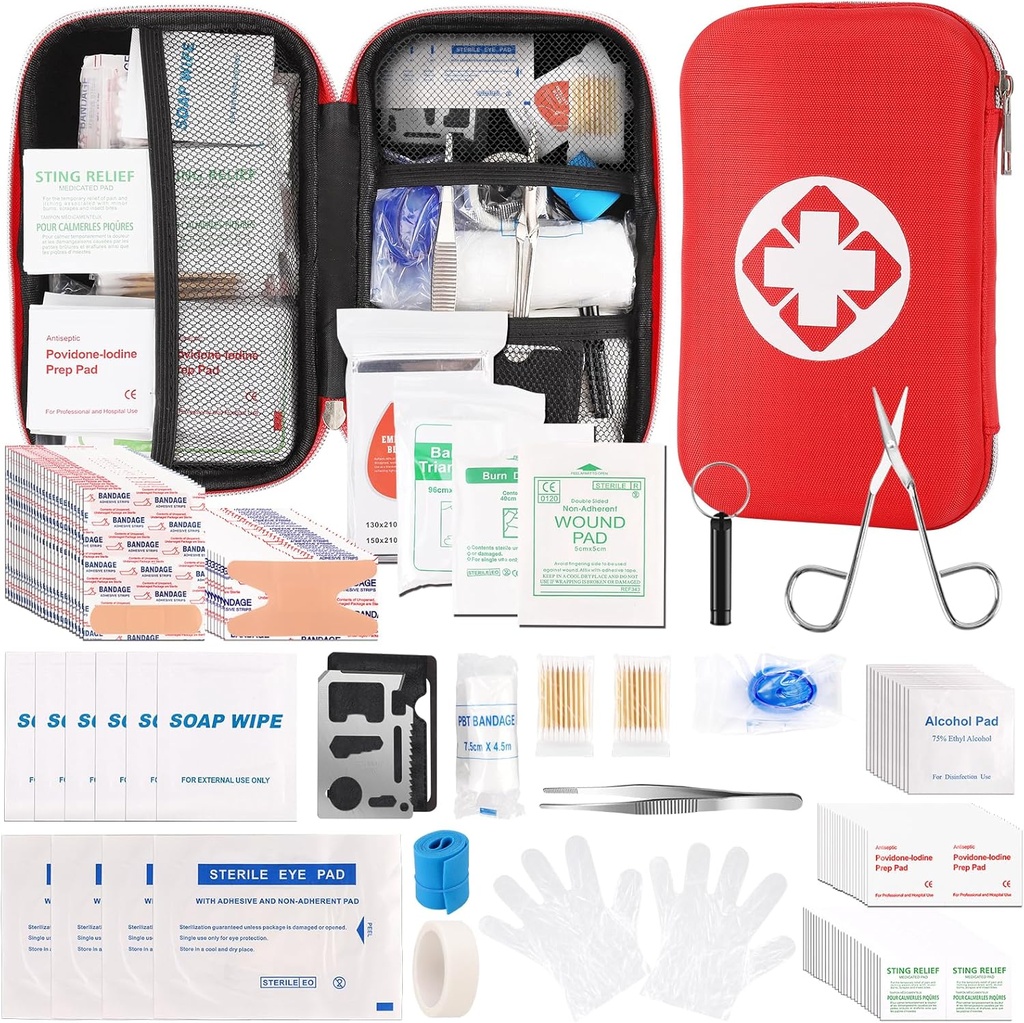 Mini Travel First Aid Kit, Notfall-Kit mit 201PCS Erste Hilfe Lieferungen und wasserdichte Compact Bag, Survival Medical Kit für Home Car Office Camping Wandern