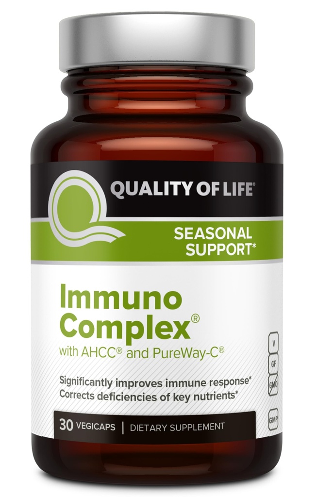Qualität des Lebens Immuno Complex – beinhaltet AHCC Pilzextrakt, Vitamin C, Vitamin D3, Kupfer, Zink
