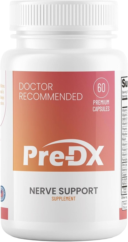Pre-DX Nerve Support Supplemento - Advanced L-Methylfolate Multivitamin w/Vitamin B-Complex & More for Resistance Enhancement - 3rd Party Tested L-metilfolate Supplement - 60 Capsule