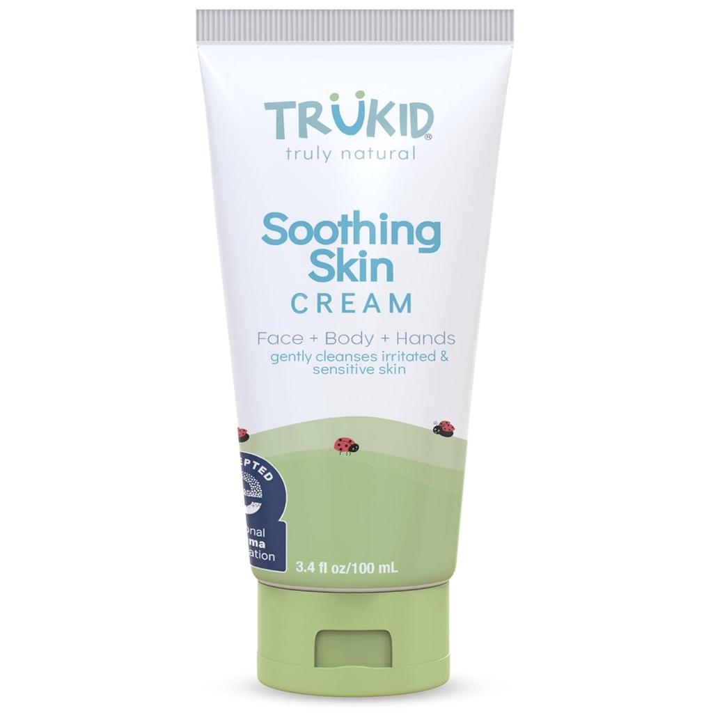 TruKid Natürliche Eczema Creme für Kinder, Kleinkinder & Babys, NEA-geeignet für Eczema, Safe für empfindliche Haut auf Gesicht, Körper, & Hände, Unscented, Hydrates & Moisturizes Irritated & Itchy Skin, 3.4oz