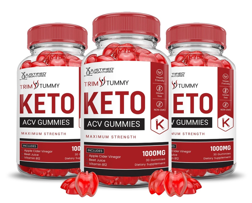 Laboratori giustificati (3 Pack Trim Tummy Keto ACV Aceto di sidro di mele formulato con polvere di succo di barbabietola di melograno B12 Vegan Non OGM 180 Gummies