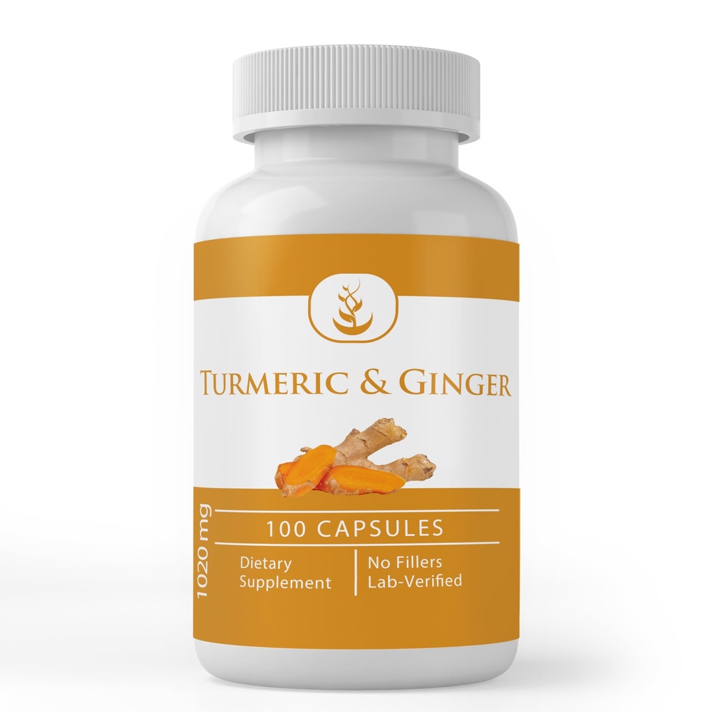 Ingredienti originali puri curcumina e zenzero, (100 capsule) Sempre puro, nessun Additivi o Filler, Lab verificato (100 capsule)