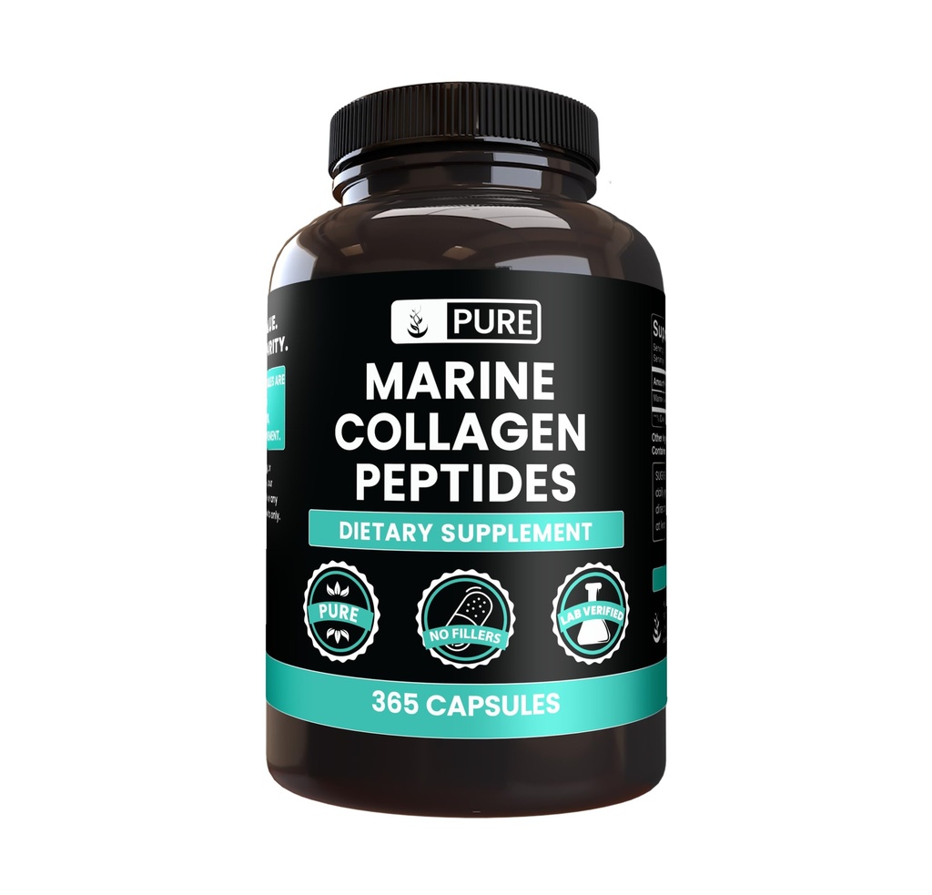 Reine Original-Ingredients Marine Collagen (365 Kapseln) Kein Magnesium oder Reisfüller, immer rein, Labor verifiziert