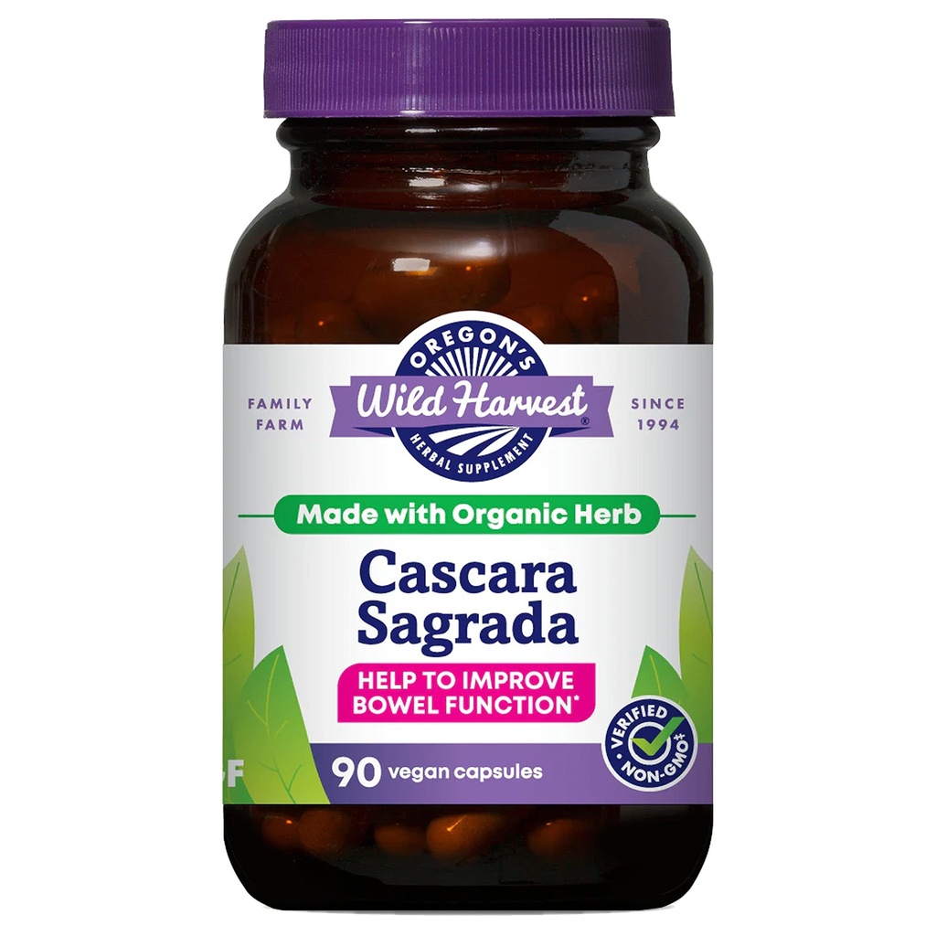 L'Oregon's Wild Harvest Cascara Sagrada Capsule - Lassativo naturale di erbe organico per il sollievo di costipazione a breve termine