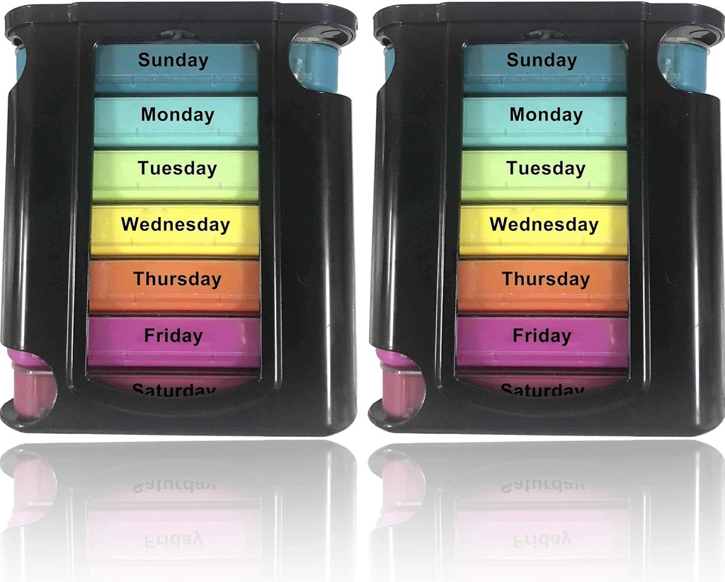 Stackable Daily Pill Organizer - 2 Pack, 4 Times a Day Weekly Medication Reminder - Premium Weekly AM/PM Pill Box con 7 singoli casi di impilamento, un Everyday Medicine Organizer per Vitamine