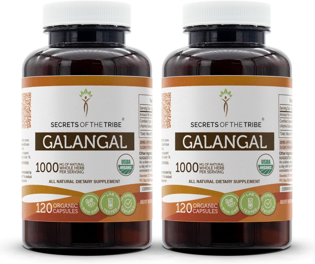 Secrets de la Tribe Galangal USDA Organic 120 Capsules (2 pcs.)