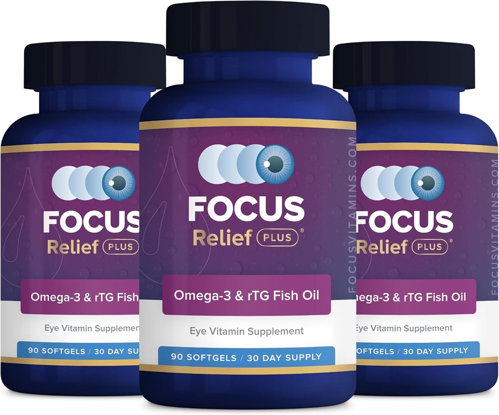 Fokus Relief Plus Dry Eye Formula (270 ct. 90 Tage Versorgung) Dry Eye Omega 3 Supplement - Dry Eye Relief Supplement - Omega 3 Fish Oil for Dry Eye