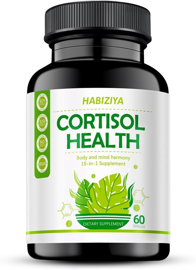 Supplément Santé Cortisol avec Magnésium Ashwagandha Vitamine B6 60 Capsules 2 mois d'approvisionnement