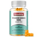 Gommies de potassium, Chlorure de potassium pour adultes, 60 portions, supplément de potassium sans sucre, soulagement musculaire et santé cardiaque pour les femmes hommes, équilibre électrolytique, approvisionnement efficace en potassium