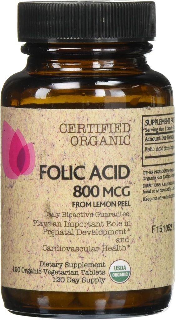 Acido folico organico certificato Futurebiotics - 120 compresse