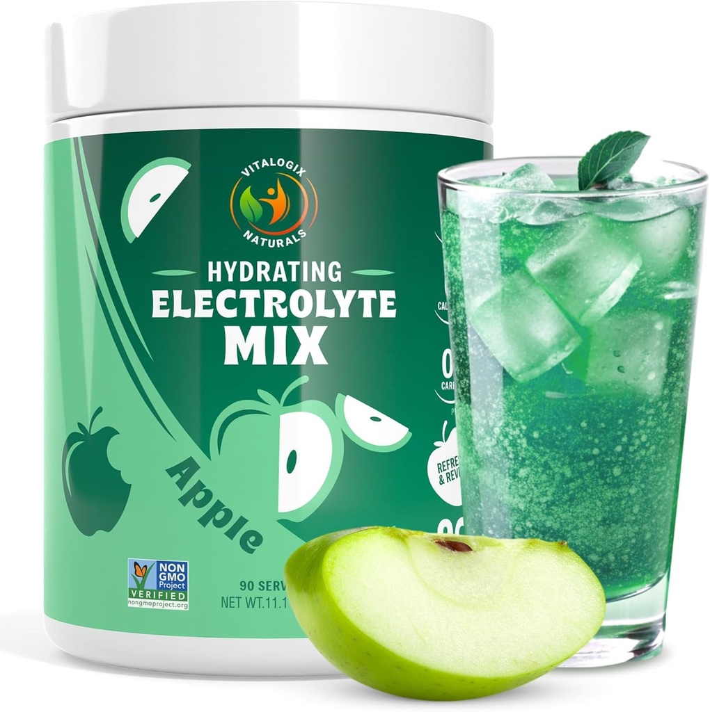 Elektrolyt-Pulver – Zero Sugar Crisp Apple Hydration Mix | 90 Servierungen | Keto, Vegan, Gluten-Free | Natürliche Elektrolyte für Muskel-Recovery, Energy & Cramp Support | für Frauen, Läufer, Sportler