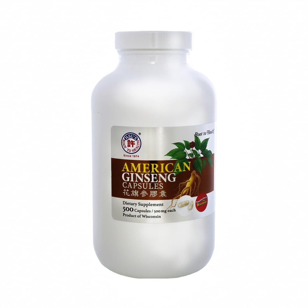 Hsu's SKU 1005 American Ginseng Capsules– Premium Wisconsin-Grown Ginseng Root Powder Supplement| 日本語 | Non-GMO, Vegan, Gluten-Free, Energy & Wellness Support- 500ct