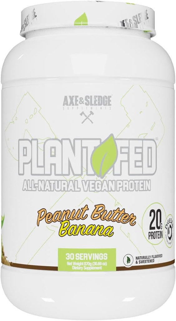 Axe & Luge Plante Fed Poudre de protéines végétaliennes 20g Toutes les protéines naturelles, naturellement aromatisées, sucrées et colorées