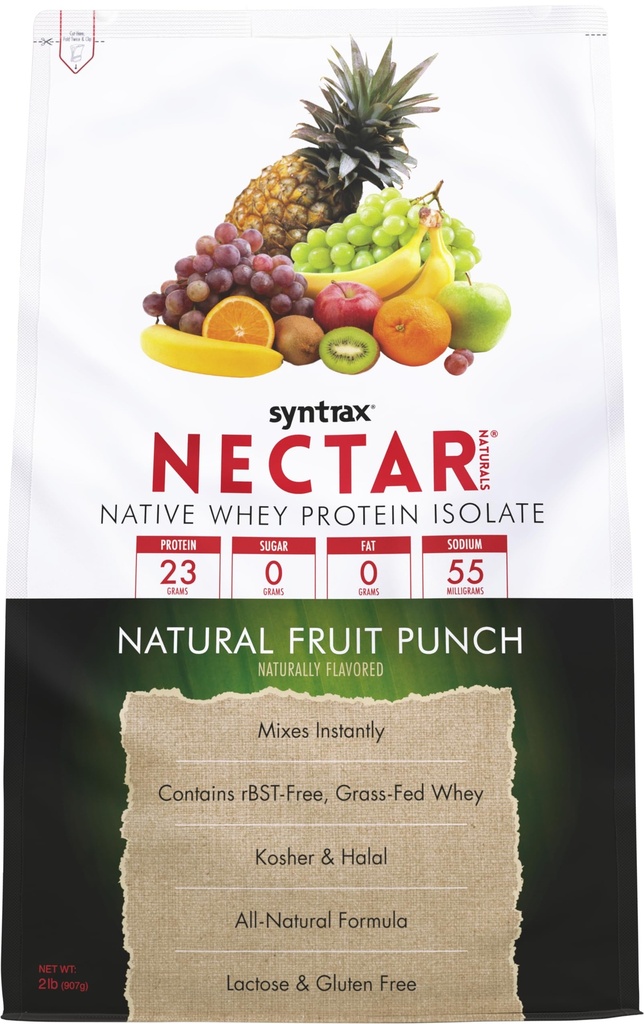 Sintrax Nectar Naturals, All Natural Whey Protein Isolate, Smooth & Juicy, Natural Fruit Punch, 2 lbs.