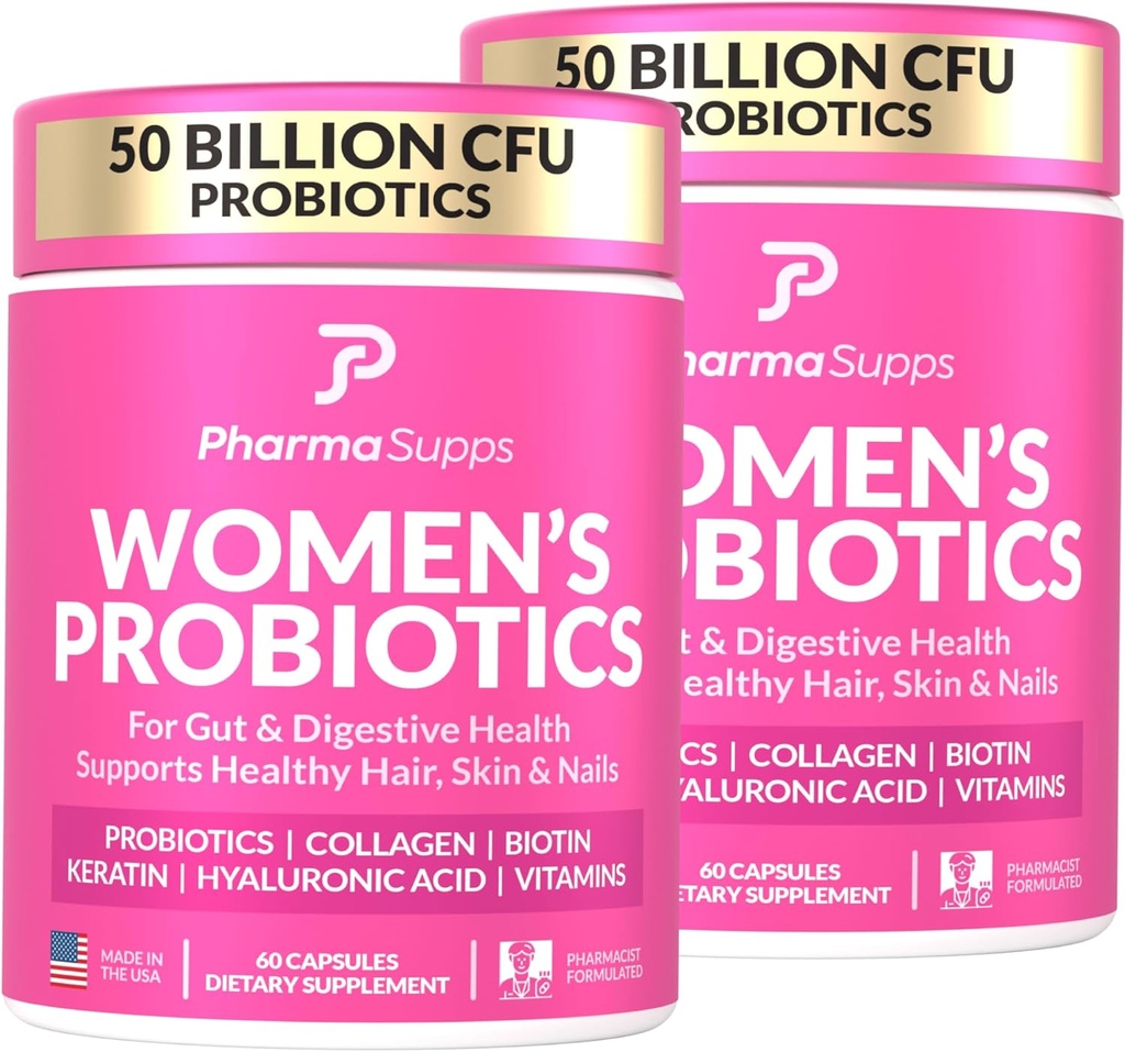 ADVANCED Probiotiques pour la santé des femmes - Soutien aux vitamines des cheveux, de la peau et des ongles - 50 milliards d'UFC avec collagène, biotine et kératine - Supplément probiotique pour la santé digestive et le dégel, États-Unis