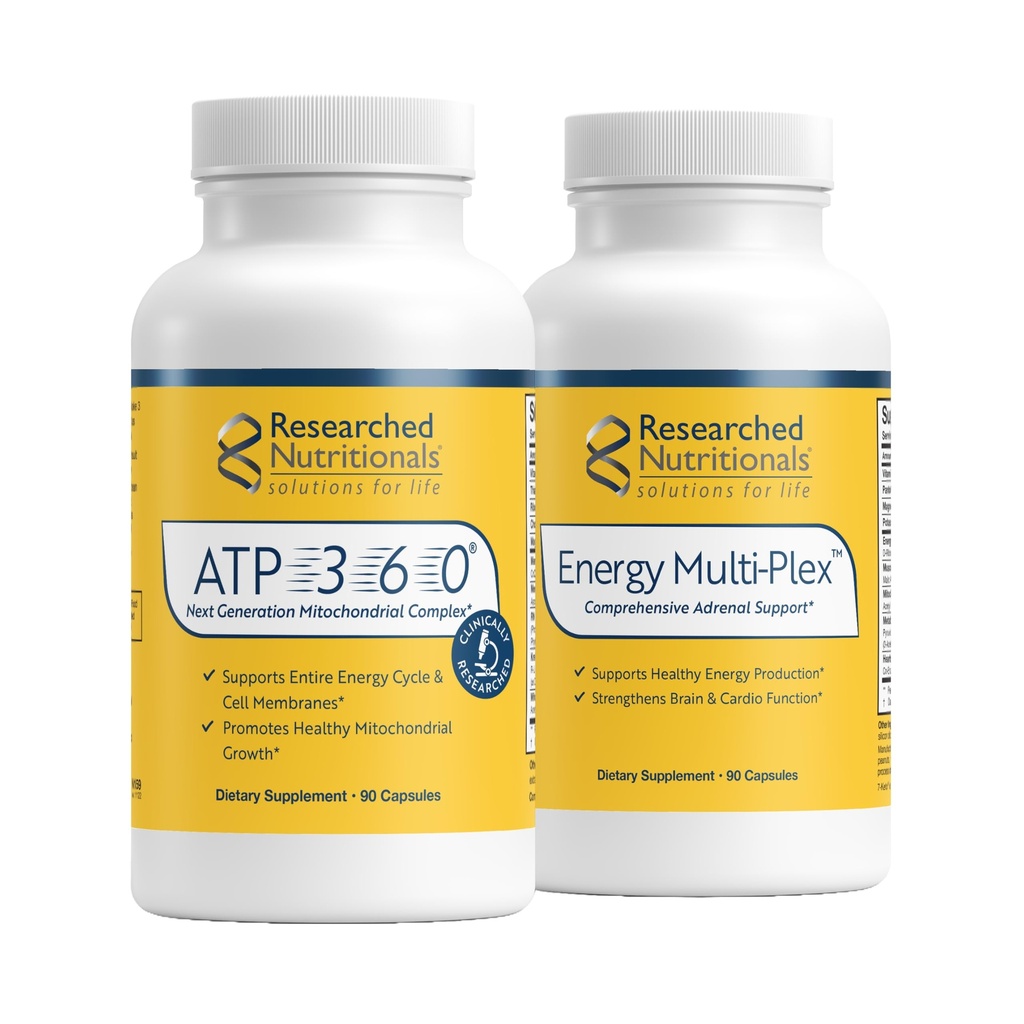 Vitamine per il supporto energetico - Energia ottimizzata Duo - Supporto adrenale e integratori mitocondriale per promuovere l'energia cellulare ottimale - ATP 360 & Energy Multi-Plex