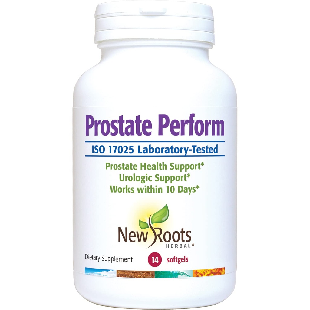 NEW ROOTS HERBAL Prostate Supplement Saw Palmetto, 16 herbes: Stérols de plantes, Fleur de seigle, Huile de Borage, Cranberry, Huile d'olive, Zinc, Sélénium (14 Softgels) pour la santé urinaire