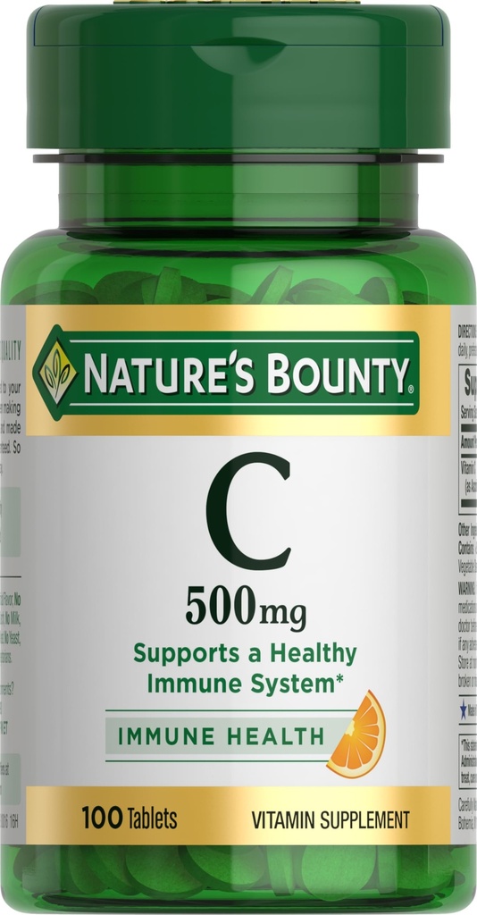 Nature's Bounty Vitamin C Tabletten, Vitamin Supplement, Unterstützt ein gesundes Immunsystem, 500mg, 100 Count