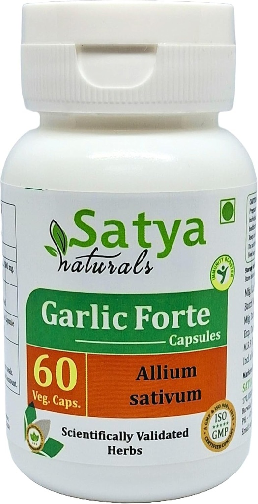 Knoblauch Forte Capsule 500 mg. 60 Veg. Capsule | Lahsan (Allium Sativum) Extrakt Kapseln für Männer und Frauen | Ayurvedische Kräuterergänzung / Heilmittel | 10:1 Forte (1 Flasche 60 Kapseln)
