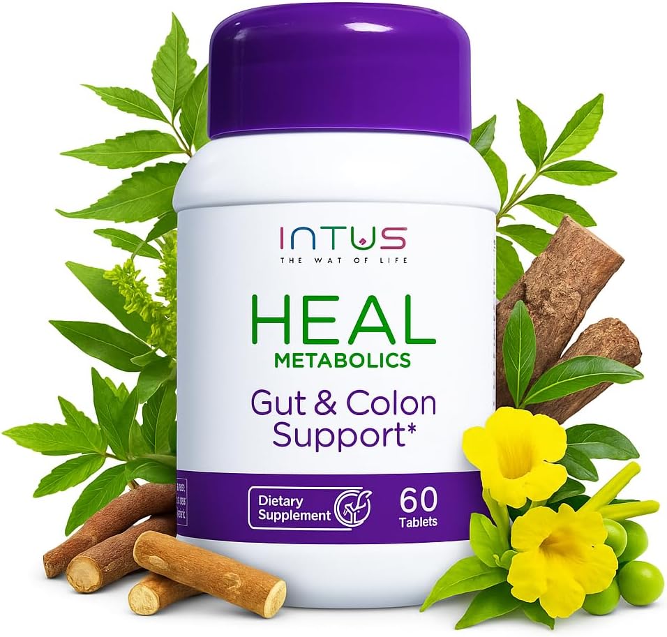 Intus Heal Colon Cleanse and Gut Health Supplement for Women – Ayurvedic Detox Cleanse for Digestive Health – Gut Detox Cleanse & Body Detox for Women – 60 compresse