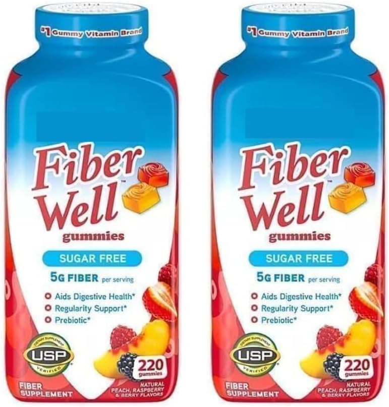 Vita Fiber Well Gummis, Sugar Free, Peach, Raspberry & BlackBerry Flavors, 220 Count